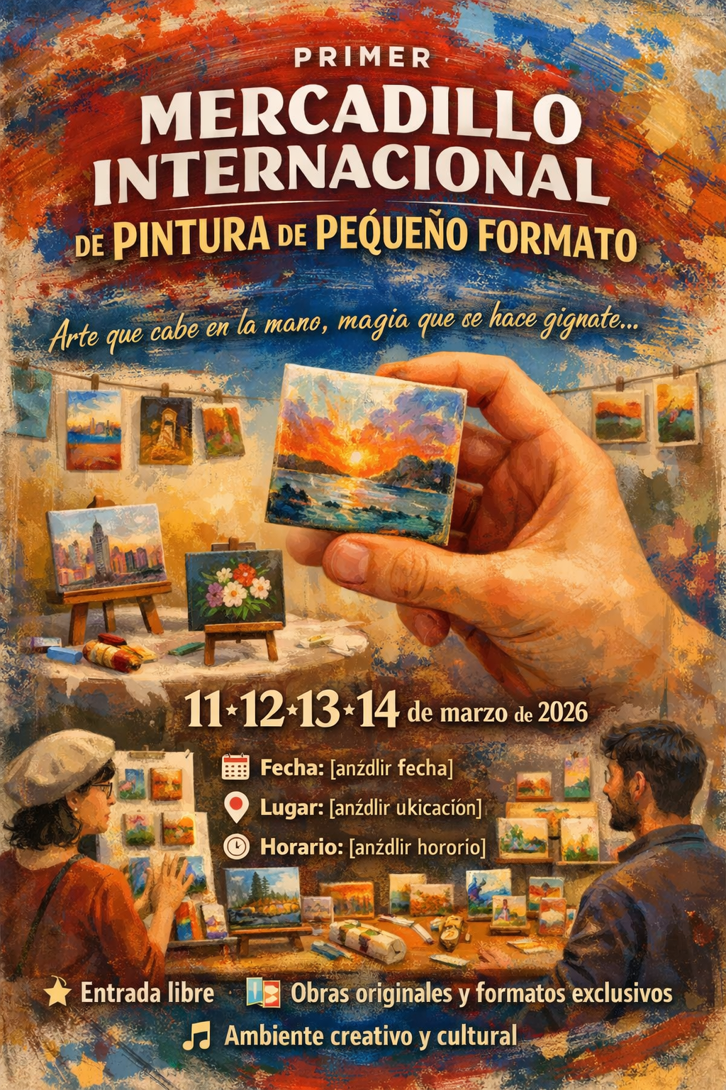 Cartel del Primer Mercadillo Internacional de Pintura de Pequeño Formato
